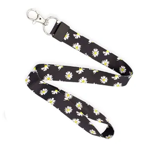 Seiden design Bedruckte Polyester marke Schwarz Sicherheits-Abreiß schnallen Bulk Neck Lanyard