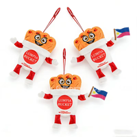 Porte-clés promotionnels personnalisés en peluche en forme de seau de lumpia, avec logo sur mesure, pour sacs à suspendre, avec drapeau intégré
