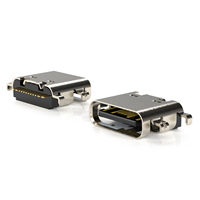 USB4500-03-0-A Receptacle USB Tipe C untuk USB 2.0, Tipe SMT, Pemasangan di Tengah, Offset 0.8mm