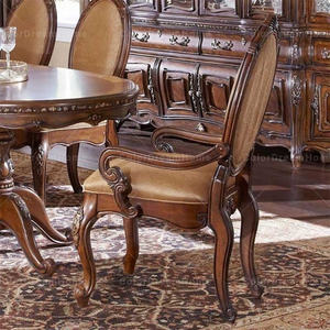 Haut de gamme américain pays rétro <span class=keywords><strong>style</strong></span> <span class=keywords><strong>antique</strong></span> meubles de salle à manger fauteuil en bois de chêne véritable chaise de salle à manger - Product Image 1