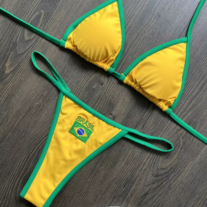 Biquíni Personalizado com Estampa da Bandeira Brasileira para Mulheres, Conjunto de 2 Peças, Respirável, Impressão Digital, Feito de Spandex/Nylon Berychy - Product Image 2