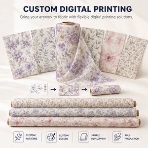 Tissu Voile Coton 75GSM Impression Numérique Personnalisée Léger Motif Floral 80S 100% Coton Voile Popeline Imprimé <span class=keywords><strong>au</strong></span> <span class=keywords><strong>Mètre</strong></span> - Product Image 5