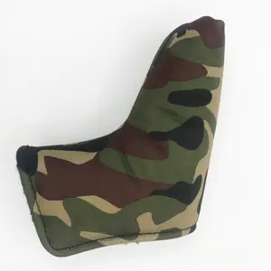 Camouflage Canvas Putter Cover Sherpa Lining Headcover Strong Closure Blade Style Golf Club Cover Custom