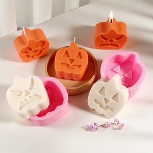Halloween Pumpkin Candle Mold Diy Baking Cake Soap Mold Round Shape White Pink Gray Green Transparent - Product Image 4