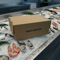 Boîte en carton kraft ondulé personnalisée, imperméable, pour le transport de fruits de mer, avec logo personnalisé et impression flexographique
