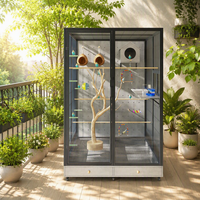 Cabinet d'élevage d'oiseaux de luxe moderne, volière haute et spacieuse, construction en bois durable, mobilier d'intérieur haut de gamme pour animaux de compagnie, fabricant