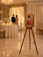 Machine Photobooth iPad en Bois Massif, Stand de Photobooth Simple Face avec Trépied pour Location Événementielle (Mariages, Fêtes)