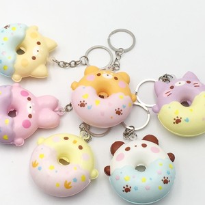 Key Holder Animal Donut Squeeze Toy Keychain Cartoon Slow Rebound Keychain Decompression Vent Toy <b>Backpack</b> Key Pendant - Product Image 1