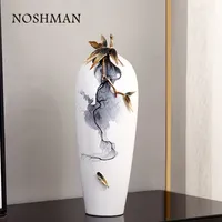 NOSHMAN फूलदान एन चीनी मिट्टी के बरतन उच्च गुणवत्ता लक्जरी बड़ा आकार कस्टम गृह सजावट चीनी बड़े फूल जार तामचीनी सिरेमिक चीनी मिट्टी के बरतन Vases