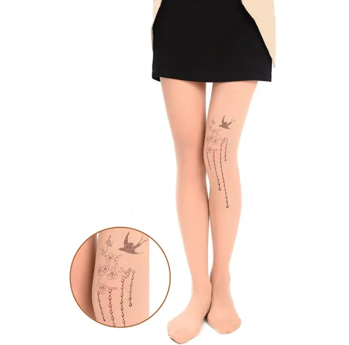 Cartoon printed stockings for women's tight pants cute pattern, thin pantyhose sexy and transparent