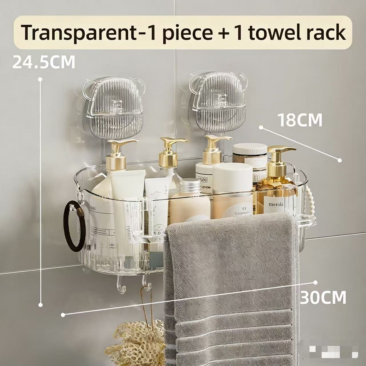 Transparent moyen+6 crochets+Porte-serviettes