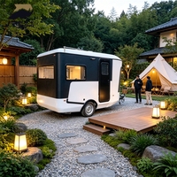 Caravane compacte portable, remorquable, avec carrosserie étanche, salle de bain, cuisine et aménagement personnalisé