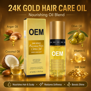 น้ำมันบำรุงเส้นผมสูตรเข้มข้นผสมทองคำ OEM Luxury Gold Infused Hair Care Oil Argan Oil Serum สำหรับผมแห้งเสียชี้ฟู ป้องกันความร้อน เพิ่มความเงางาม - Product Image 5