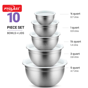 PYGLASS Alta Qualidade 304 Aço Inoxidável Tigela De Mistura Com Tampa Tigela De Massa Com Tampa - Product Image 2
