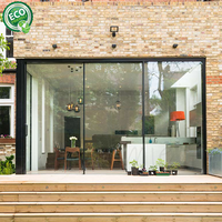 Interieur scheidingswand schuifdeur van glas voor keuken en woonkamer, panoramisch design, aluminium frame, minimalistisch glasvezel scherm