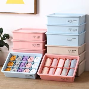 Clothing Organizer Storage Box With Lid And Compartments For Underwear Socks Bra Panty Rectangular <b>Stackable</b> <b>Plastic</b> <b>Drawer</b> - Product Image 1