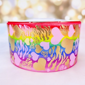 Tùy Chỉnh Valentine Ngày Lễ Hội Chủ Đề Thiết Kế Grosgrain <span class=keywords><strong>Ribbon</strong></span> 75/38/50/22 Mm Mực Hồng Trái Tim In Foil <span class=keywords><strong>Ribbon</strong></span> Cho Tóc Cung - Product Image 4