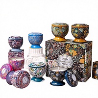 Bougie en cire de soja arabe de luxe LANJO dans un bocal en métal, écologique, faite à la main, parfumée, décoration d'intérieur, aromathérapie, coffret cadeau de Noël, cadeau de mariage