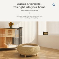 Lit pour animaux de compagnie en bois tissé universel quatre saisons, semi-fermé, chaud, pour chat et chien, en bois massif, pour chaton et chiot