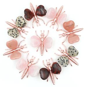 Naturel Rose Or Papillon Cristal Coeur Aile Ornement Décor À La Maison Cadeau En Gros <span class=keywords><strong>Pierre</strong></span> De Guérison Chakra Énergie Spirituelle Artisanat - Product Image 1