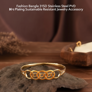 Fashion <b>Bangle</b> 316L Stainless Steel PVD Gold Plating Sustainable Resistant Jewelry Accessory - Product Image 3