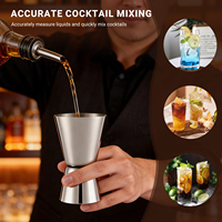 Jigger double en acier inoxydable 15/30 ml pour cocktails, outil de mesure de style japonais à bord droit pour barware