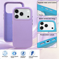 Coque de téléphone personnalisée en gros à chargement magnétique sans fil, motif litchi pastel, luxe discret pour iPhone 18 16 15 Pro Max 17Air