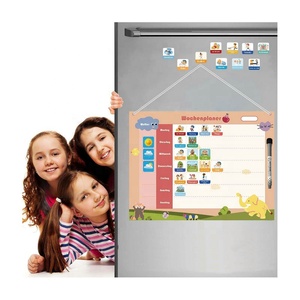 Planificateur hebdomadaire pour enfants Tableau magnétique Montessori au design mignon comprenant 200 aimants et stylo Jeux éducatifs à partir de 3 ans - Product Image 4