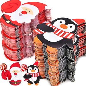 50 cartes décoratives en papier de Noël avec des pingouins et des bonhommes de neige, pour la fabrication de sucettes et de décorations de cadeaux, Nouvel An et Halloween - Product Image 2