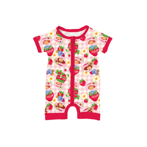 Individuell Bedruckter Unisex Baby Bambus Kurzarm-Schlafanzug mit Reißverschluss, Strampler mit 2-Wege-Reißverschluss - Product Image 3