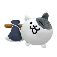 HY7 doux dessin animé rond bataille chat jouet avec peluche marron poignée hache accessoire cadeaux d'anniversaire gris chat peluche Animal