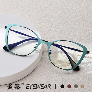 แว่นตาทรงแคทอาย กรอบเต็ม ป้องกันแสงสีฟ้า เลนส์ใส ผู้หญิง สไตล์เรโทร - Product Image 1