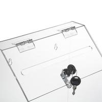 Boîte de dons pliable moderne personnalisée avec vitrine transparente en acrylique de 3 mm d'épaisseur, surface polie, urne de vote pour candidats