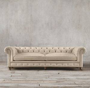Sofá de tela con base de madera estilo Chesterfield clásico para sala de estar, muebles de interior hechos a mano, muebles de madera artesanales - Product Image 2