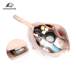 Kingsons Makeup Bag Large Capacity Pink Clutch With Zipper And Soft Handle For Everyday Use - Product Image 2