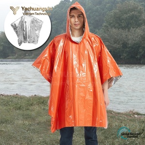 เสื้อกันฝนสีส้ม 125x100 ซม. พับได้พร้อมฮู้ดสำหรับเดินป่าตั้งแคมป์ใช้กลางแจ้ง - Product Image 4