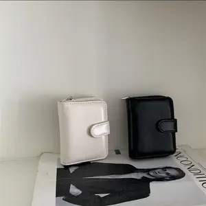 Damen Luxus Short Boxed Brieftasche Wickelt asche Reiß verschluss Brieftasche Multi Card Double Note Retro Wachs Leder Brieftasche