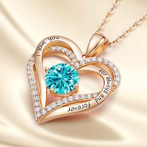Wholesale Rose Gold Jewelry <b>Wife</b> Girlfriend Mom Daughter Anniversary Birthday Gift Love Heart Birthstone <b>Necklaces</b> <b>for</b> Women - Product Image 5