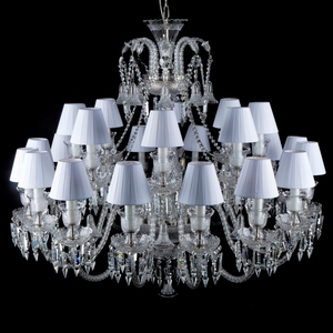 Lámpara de Araña de Cristal Decorativa Personalizada para Bodas, con Pantallas de Tela Blanca de Lujo, Estilo Baccarat - Product Image 5