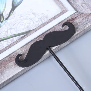 Agitador de cóctel de barba de plástico con <span class=keywords><strong>bigote</strong></span> negro con logotipo personalizado para boda - Product Image 1