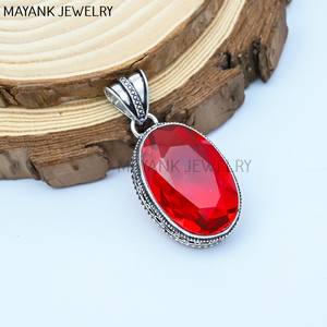 Pendentif en pierre précieuse grenat fait à la main pendentif de guérison pendentif style vintage cadeau pour elle bijoux plaqués argent sterling 925 antique - Product Image 2
