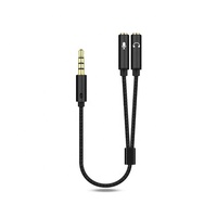 Adaptador Divisor de Cable 2 en 1, Conector de Audio de 3.5mm para Auriculares con Conector Hembra para Teléfono Móvil, Compatible con Altavoces