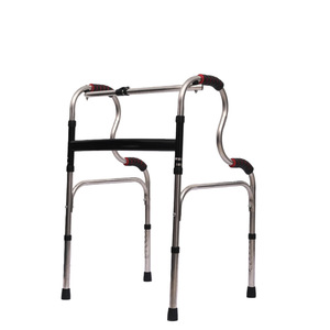Déambulateur en acier inoxydable à double pliage, réglable en hauteur, aide à la marche pour personnes âgées et handicapées - Product Image 1