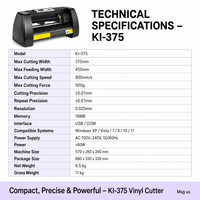 Traceur de découpe de vinyle de bureau KI-375A avec moteur USB Signmaster pour la création d'autocollants, de décalcomanies et de signalétique par transfert thermique