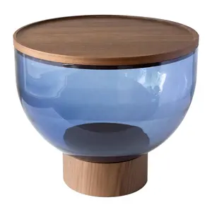 Hot sales products hotel coffee shop furniture temper glass coffee tables for home antique with round walnut top