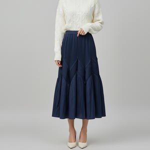 PY Fashion Design Women Casual A-Line <b>Pleated</b> <b>Skirt</b> Natural Waistline <b>Maxi</b> <b>Skirt</b> 2 Piece Bazar Wholesale Bulk Clothing - Product Image 1