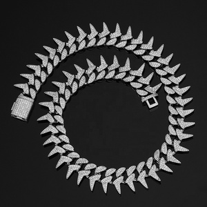 Ougepheli 22มม. ฮิปฮอปเย็น CZ zircon <span class=keywords><strong>หนาม</strong></span>ปก de cadena Cubana eslabano สร้อยคอ Miami cuban Link Chain - Product Image 2