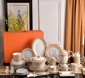 Ensemble de vaisselle en gros, style européen, bol et assiette en céramique, ensemble à café, cafetière - Product Image 4