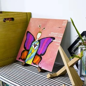 Wooden Book <b>Stand</b> Solid Wood Desk Rack For Recipe Book <b>Tablet</b> Display Holder Natural Color Light Brown Patina - Product Image 3