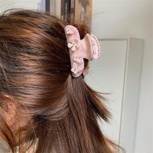 새로운 도매 빈티지 아세테이트 헤어 클로 클립 레트로 꽃 체리 라인 석 헤어 클램프 핀 여성용 레이디 헤어 액세서리 - Product Image 2